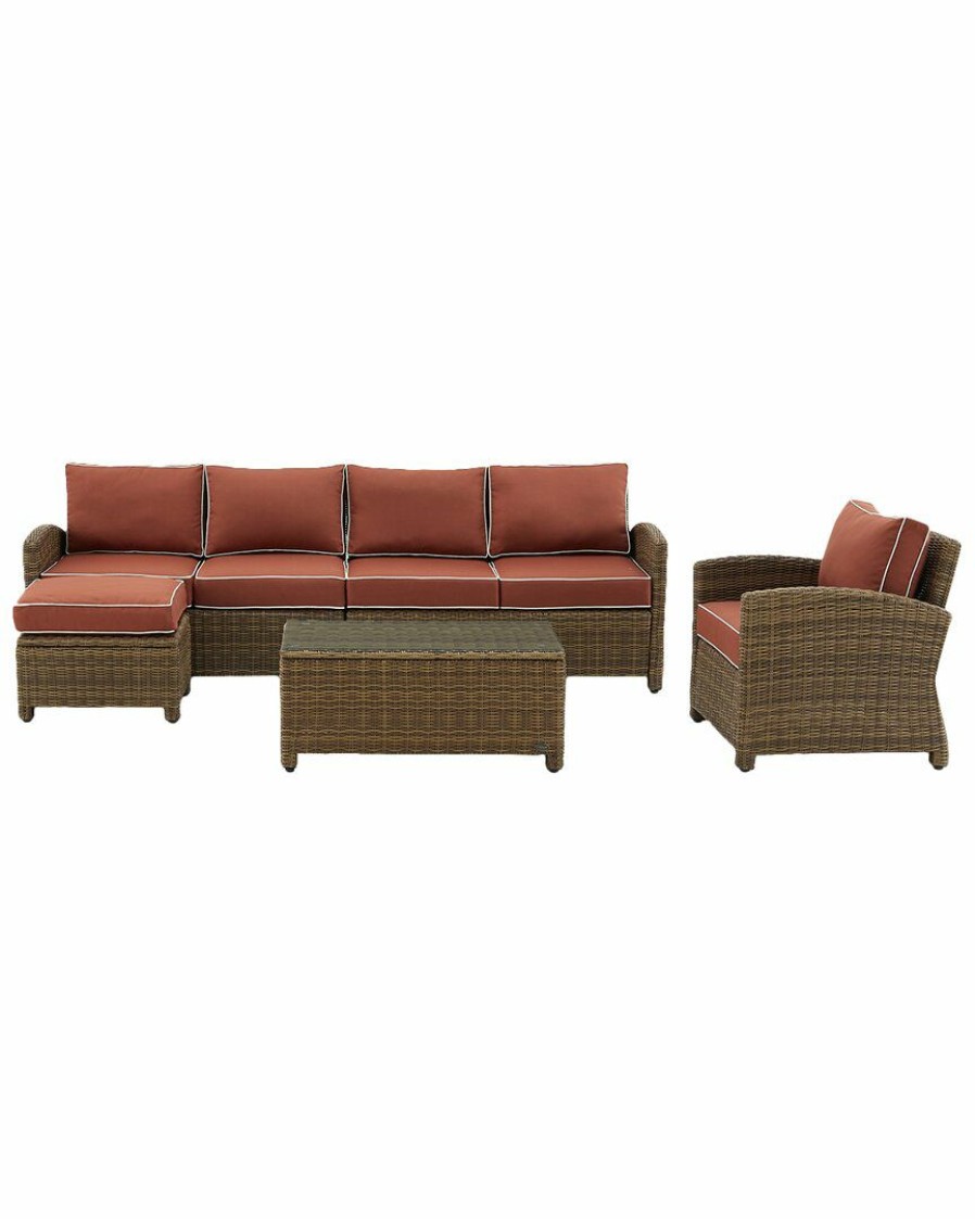 Seating Crosley | Crosley Bradenton 5Pc Outdoor Wicker Sectional Set Home Seating