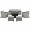 Seating Crosley | Crosley Bradenton 6Pc Outdoor Wicker Sofa Set W/Fire Table Home Seating