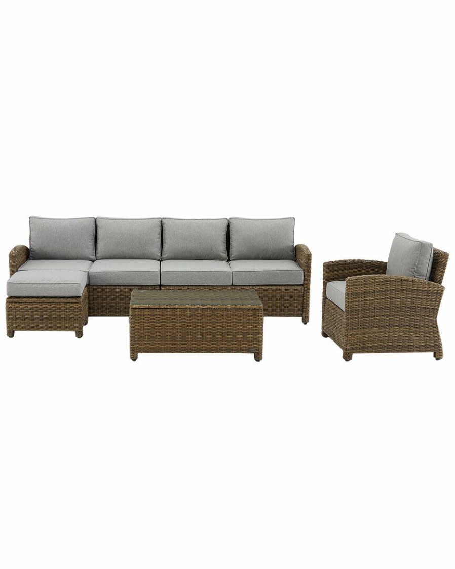 Seating Crosley | Crosley Bradenton 5Pc Outdoor Wicker Sectional Set Home Seating