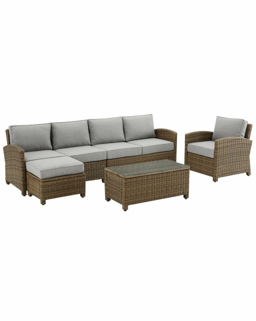 Seating Crosley | Crosley Bradenton 5Pc Outdoor Wicker Sectional Set Home Seating