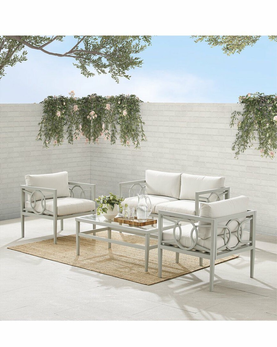 Seating Crosley | Crosley Ashford 4Pc Outdoor Metal Conversation Set Home Seating